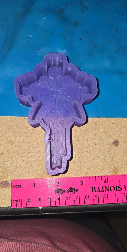Cross with a bow silicone freshie mold