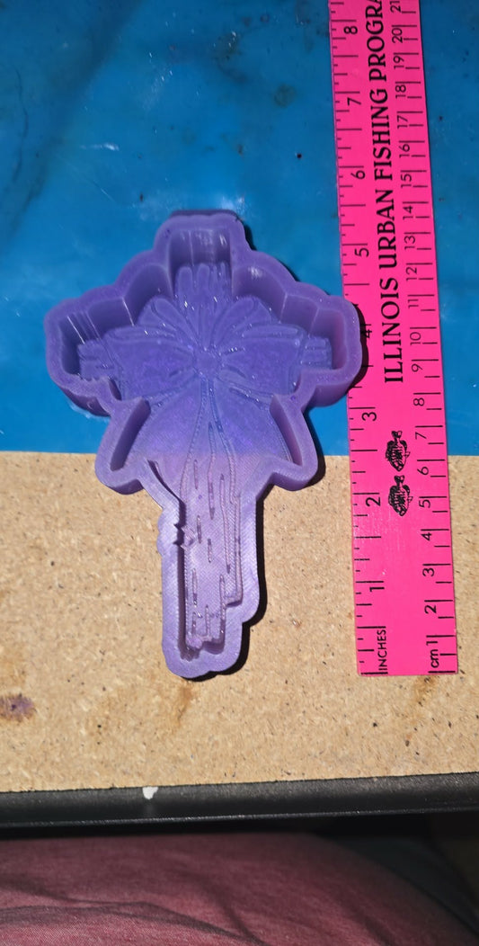 Cross with a bow silicone freshie mold