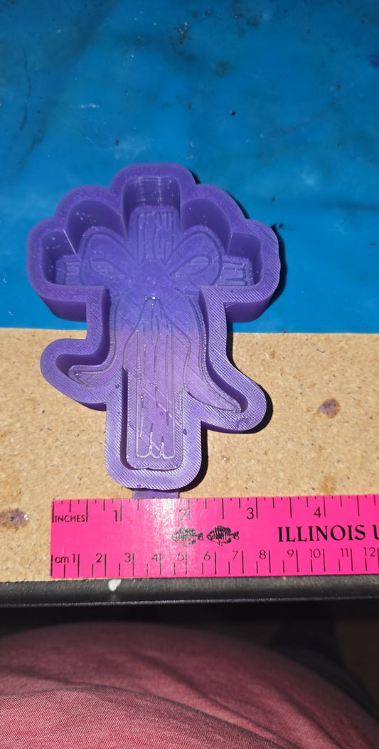 Cross with a curly bow silicone freshie mold