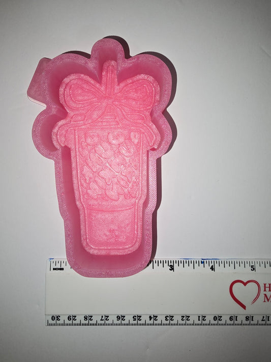 Dunkins cup with a bow on straw silicone freshie mold