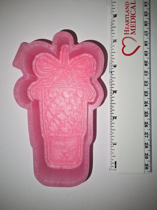 Dunkins cup with a bow on straw silicone freshie mold