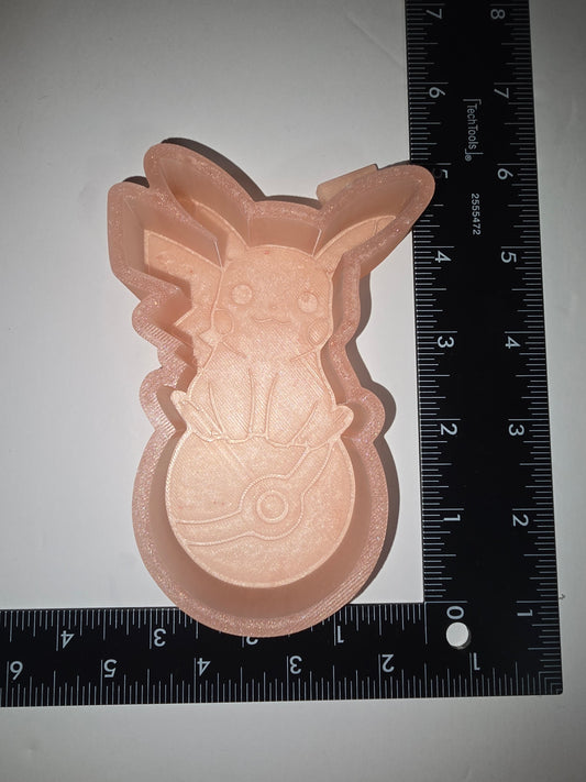 None raised Pikachu sitting on ball silicone freshie mold