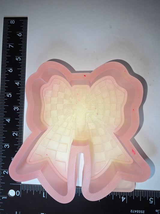 Checkers bow with cross silicone freshie