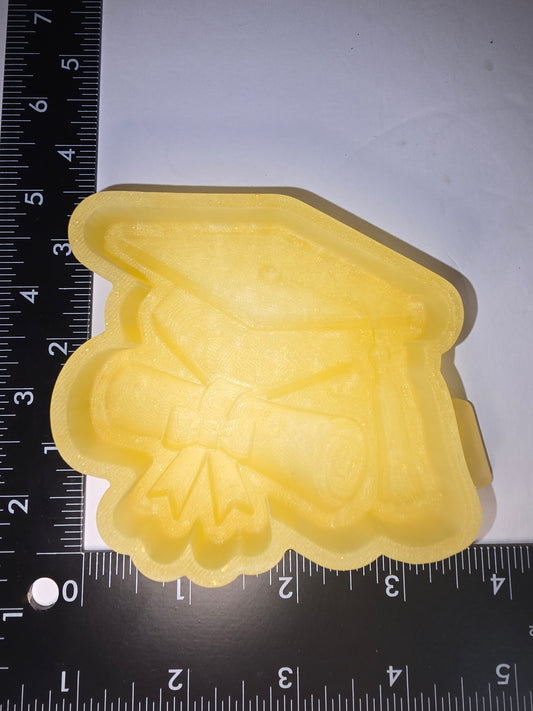Grad cap and scroll silicone freshie mold