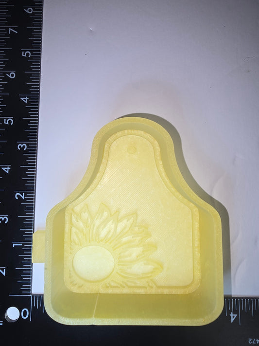 Sunflower cow tag silicone freshie mold