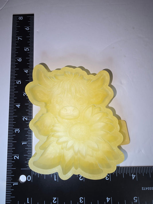 3d cow with sunflower silicone freshie mold