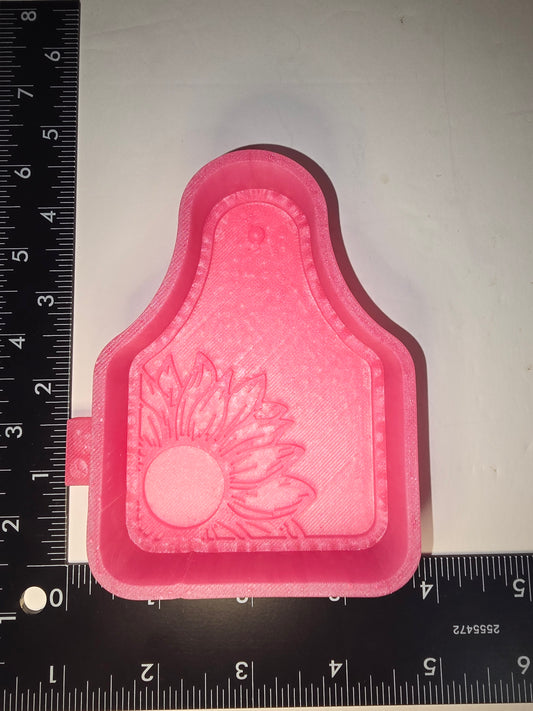 Big sunflower cow tag silicone freshie mold